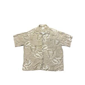 Saddlebred Men’s Floral Leaves Hawaiian Tan Short Sleeves Shirt XXL